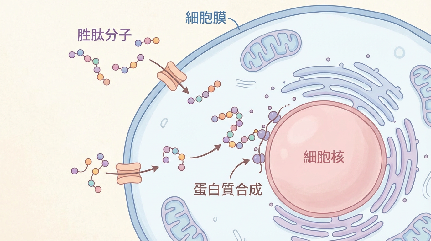 細胞吸收肽分子進行蛋白質合成的過程