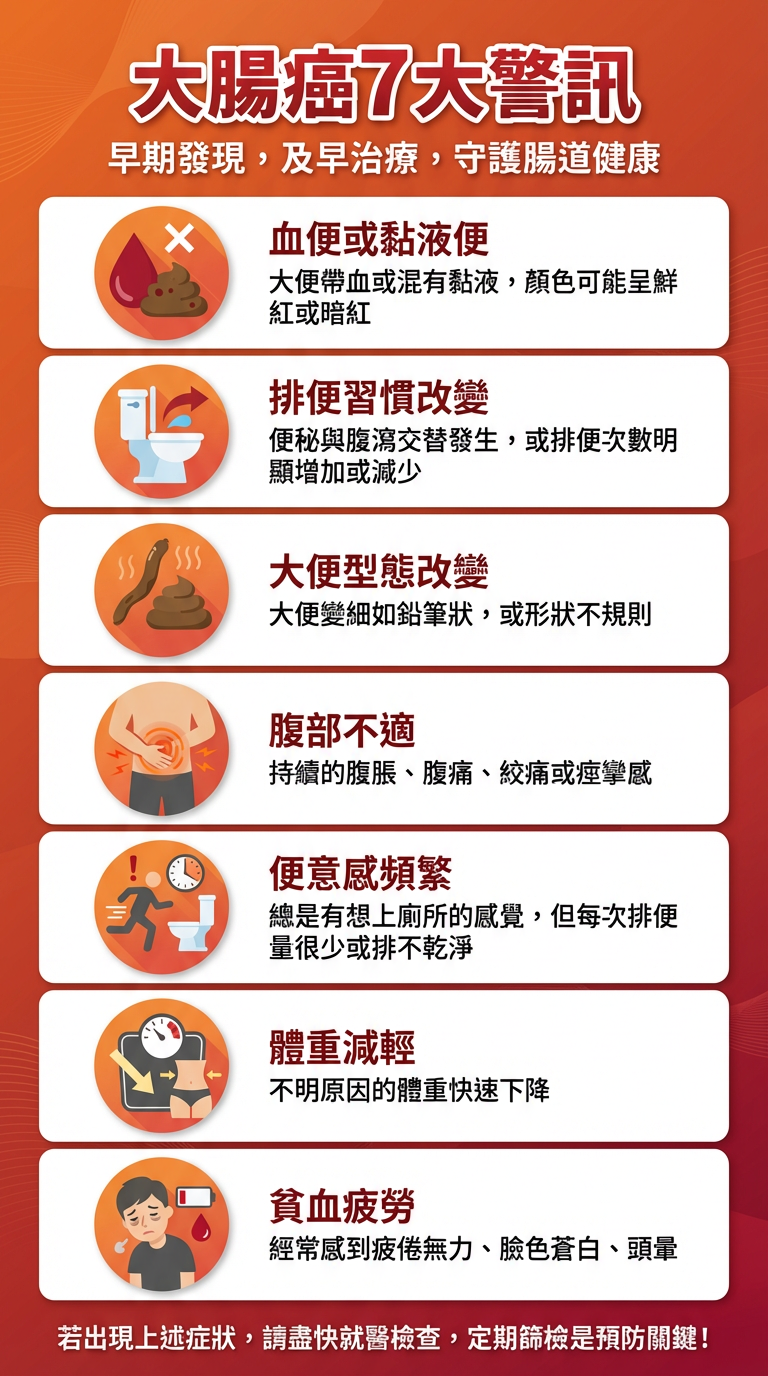 大腸癌7大警訊症狀