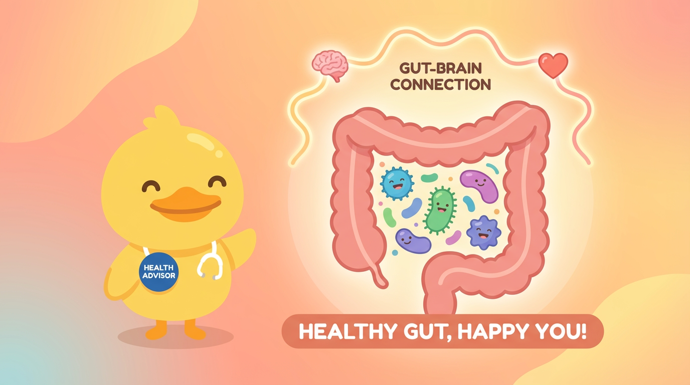腸道健康與微生物群示意圖,展示 Dotter 健康小助手