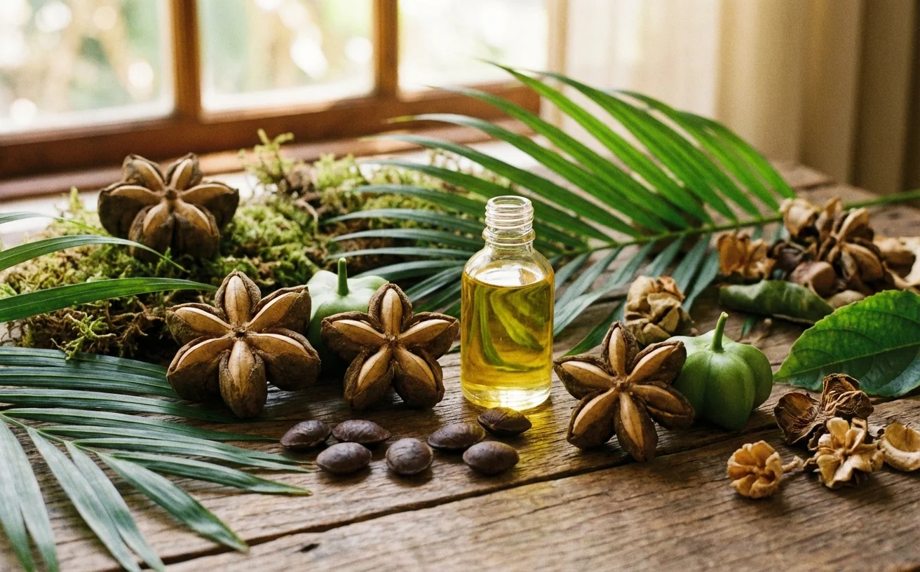 印加果星形果實種子與印加果油瓶