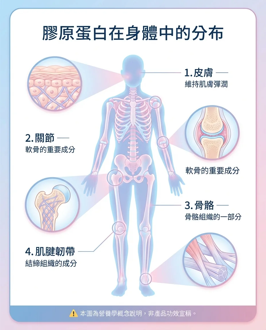 膠原蛋白在身體各部位分布圖解