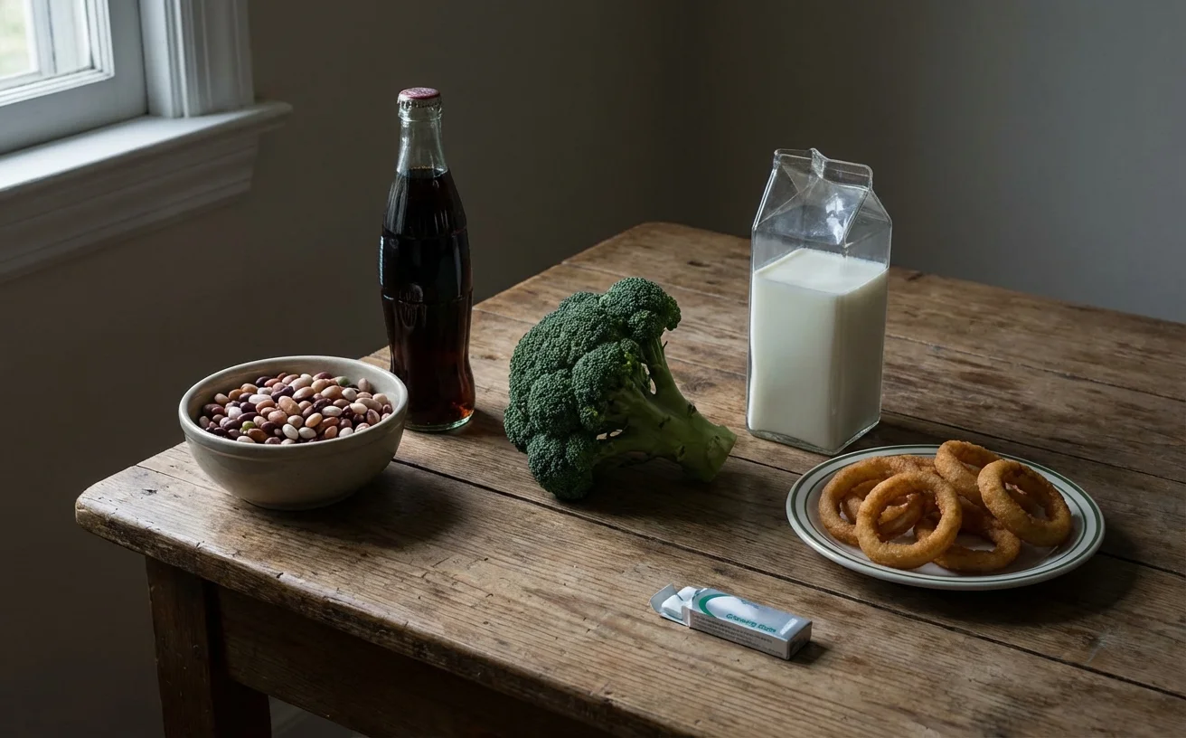 容易脹氣的食物：豆類汽水花椰菜牛奶炸物