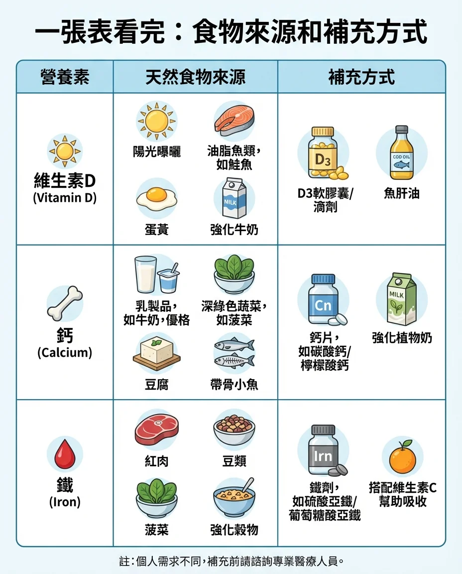 一張表看完：食物來源和補充方式