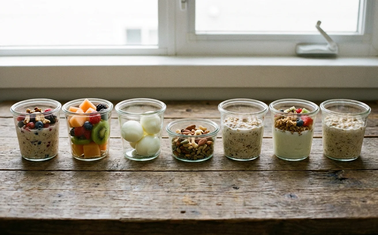 七天早餐備餐容器排列整齊