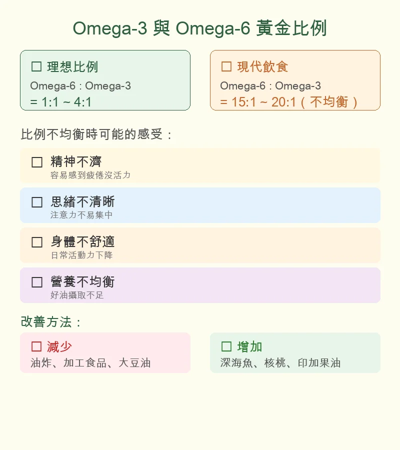 Omega-3與Omega-6黃金比例圖解